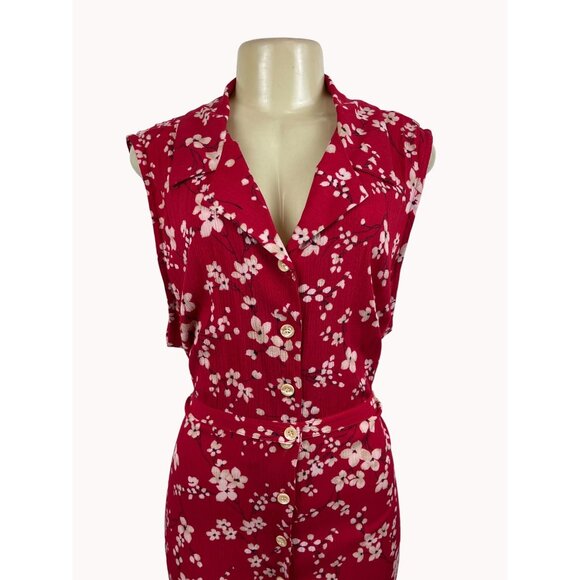 Fashion Bug Women's Floral Pattern Red Sleeveless Dress Size 26/28W - New - Picture 5 of 9